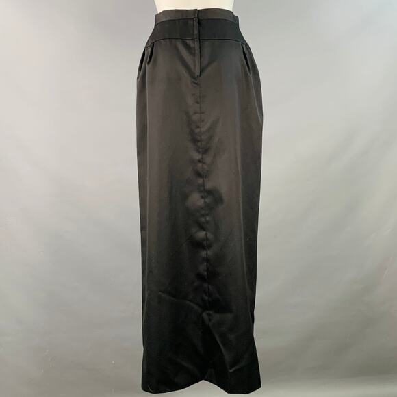 VICTOR COSTA Vintage Size 26 Black Taffeta Open Front Long Skirt - Picture 2 of 10
